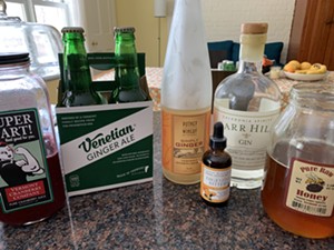 Ingredients for a cocktail and spirit-free version made with Venetian Ginger Ale - MELISSA PASANEN ©️ SEVEN DAYS