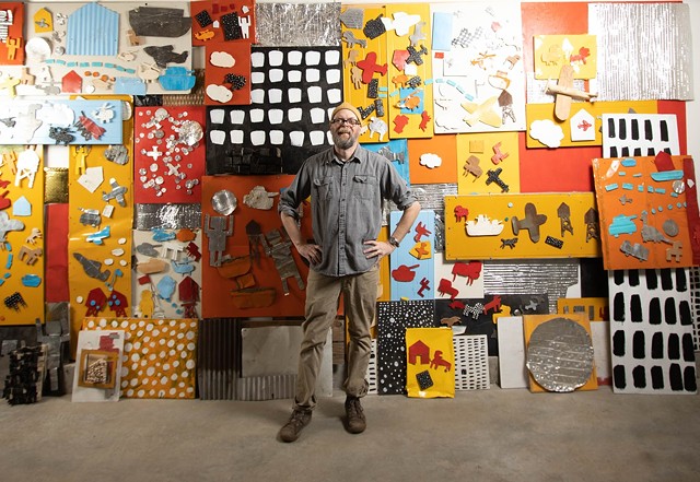 Matt Neckers with his Vermont Studio Center installation - COURTESY OF MATT NECKERS