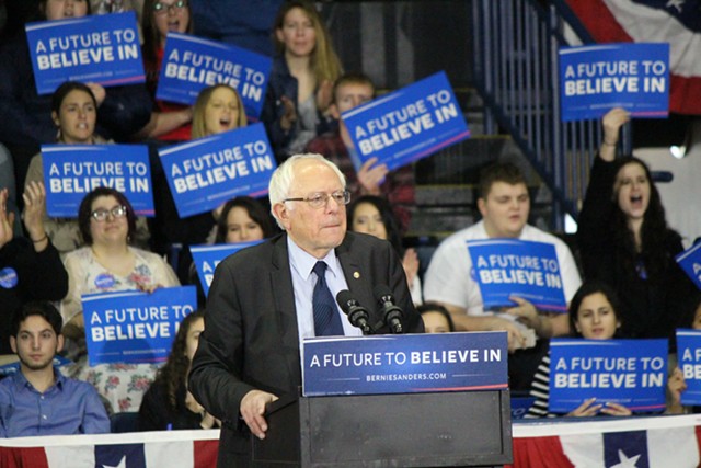 Sen. Bernie Sanders speaks Monday in Youngstown, Ohio. - PAUL HEINTZ