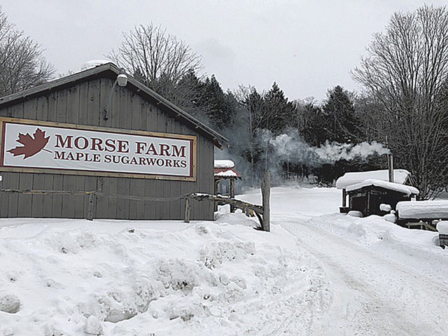 A snowy scene at Morse Farm Maple Sugarworks - JORDAN BARRY ©️ SEVEN DAYS