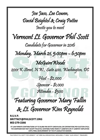 D.C. Lobbyists to Host Fundraiser for Phil Scott