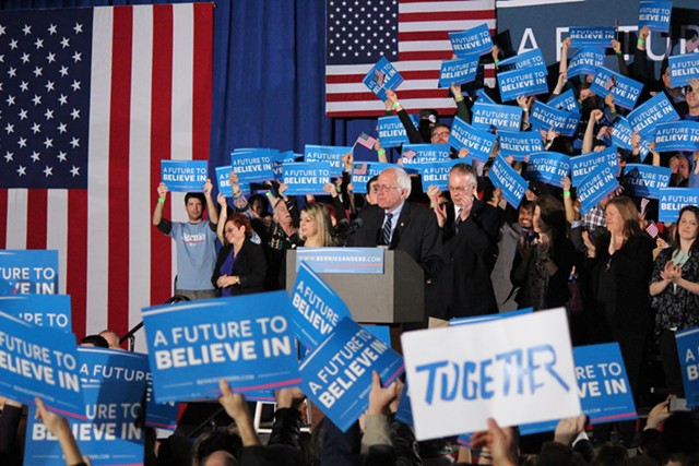 Sen. Bernie Sanders last month in New Hampshire - FILE: PAUL HEINTZ