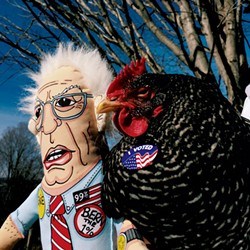 Edna the chicken with Bernie
