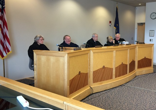 The Vermont Supreme Court holds a hearing at Vermont Law School in South Royalton. - MARK DAVIS