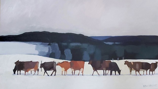 "Line of Cows in Winter" - COURTESY OF HANNAH SESSIONS