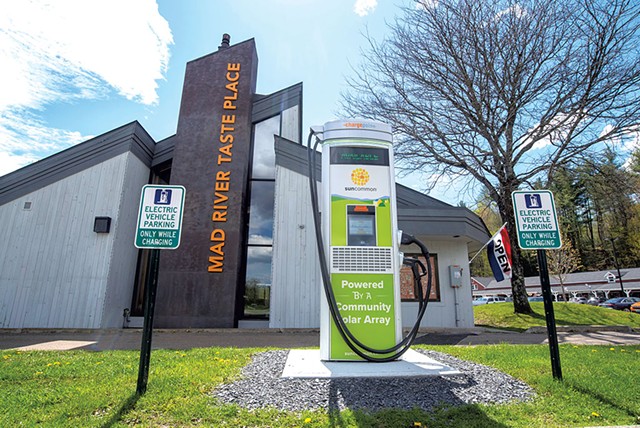 A new electric vehicle fast-charger at Mad River Taste Place in Waitsfield - JEB WALLACE-BRODEUR