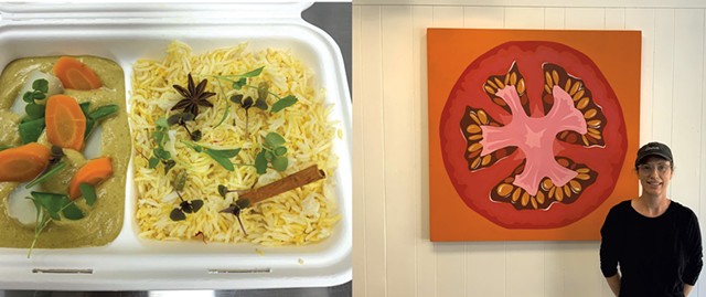 Left: Vegetable curry with saffron rice from Enna; Shannon Bates - COURTESY OF ENNA