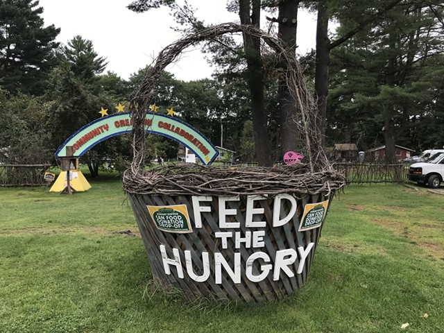 Food donation basket at Camp Meade - SALLY POLLAK ©️ SEVEN DAYS