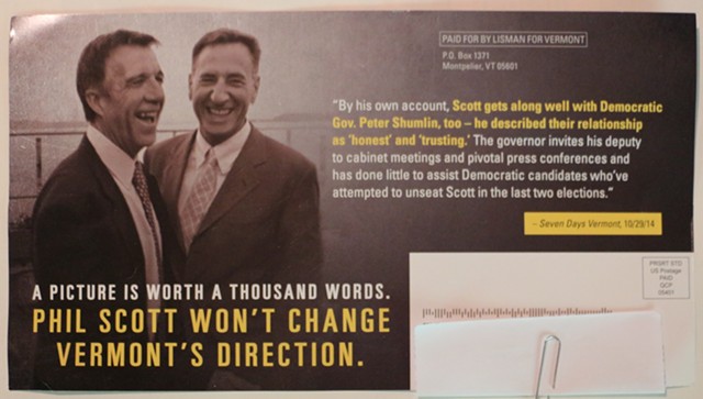 The second of two Bruce Lisman campaign fliers targeting rival Phil Scott - LISMAN FLIER