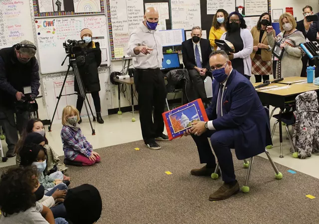 U.S. Education Chief Swings By Burlington Schools, Vaccine Clinic