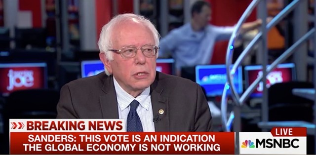 Sen. Bernie Sanders appears Friday morning on MSNBC. - SCREENSHOT