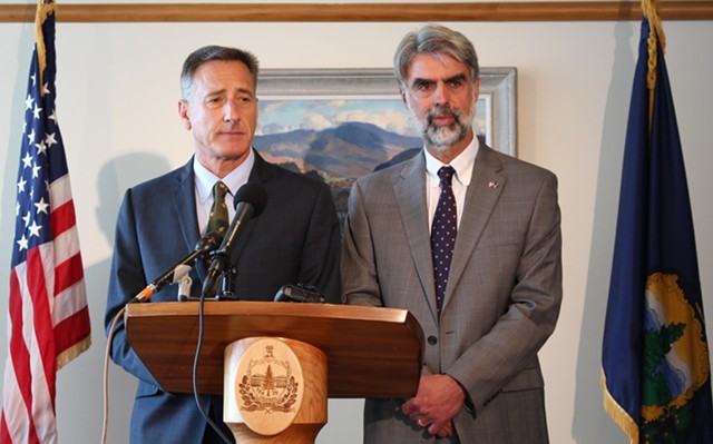 Gov. Peter Shumlin and Vermont State Colleges Chancellor Jeb Spaulding - FILE: PAUL HEINTZ