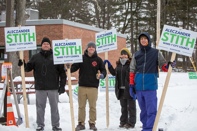 Aleczander Stith (far right) on Town Meeting Day - FILE: LUKE AWTRY