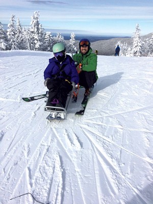 Garrett Richardson with instructor Andy Cook at Bolton Valley - COURTESY OF VALERIE RICHARDSON
