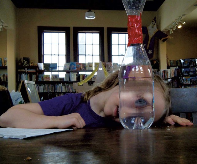 Creating tornadoes in a bottle at Irasburg's Leach Public Library - COURTESY OF MOLLY VEYSEY
