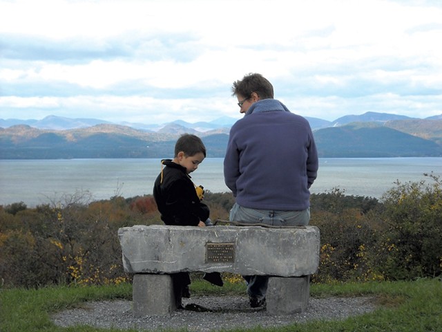 Heather and son Jesse at Shelburne Farms' Lone Tree Hill in 2011 - COURTESY OF BEN WANG