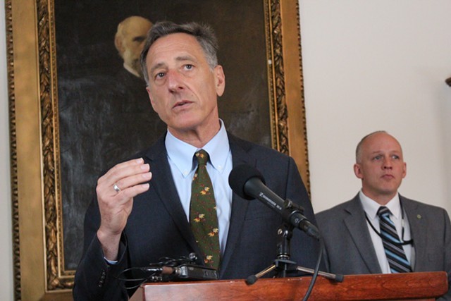 Gov. Peter Shumlin at the Statehouse in March - FILE: PAUL HEINTZ