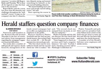 Media Note: Rutland Herald Staffers Revolt Over Payroll Problems
