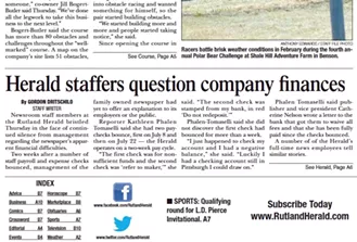 Rutland Herald Fires News Editor Over Coverage of Paper&rsquo;s Woes