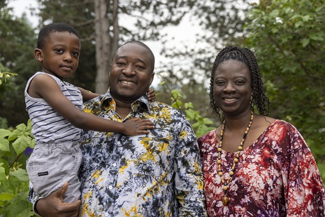 Champlain Housing Trust board member Issouf Ouattara with his wife and son - JAMES BUCK