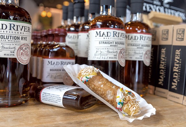 A Funfetti-themed cannoli served at  the Mad River Distillers' tasting room pop-up - JAMES BUCK