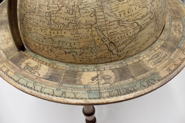 Close-up of the horizon ring on the 1810 globe - COURTESY OF VERMONT HISTORICAL SOCIETY