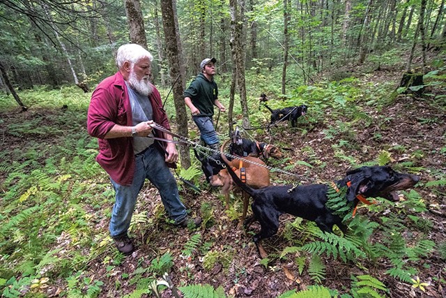 Butch Spear (left) and Michael Jolley collecting bear hounds after a hunt last year - FILE: JEB WALLACE-BRODEUR