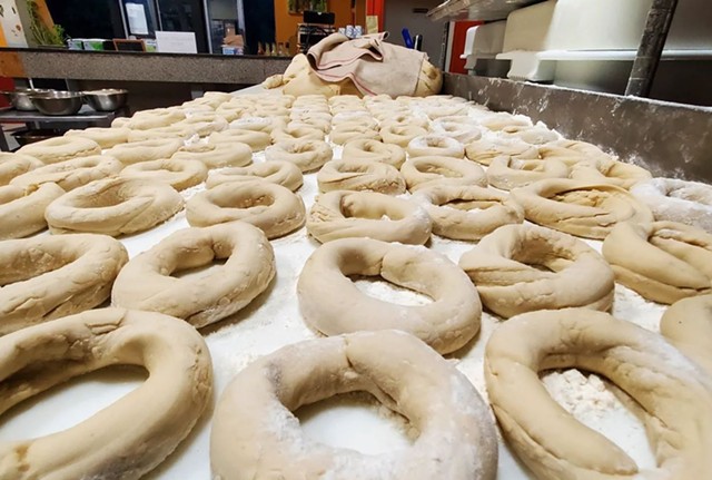 Myer's Bagels' freshly rolled bagel dough - COURTESY