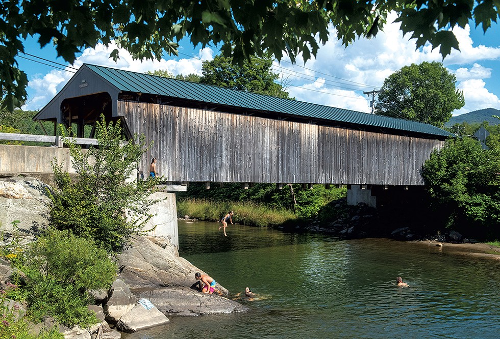 Swimming under a covered bridge in Waitsfield - JEB WALLACE-BRODEUR