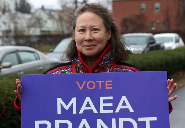 Maea Brandt at the polls - COURTNEY LAMDIN ©️ SEVEN DAYS