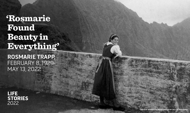 Rosmarie Trapp circa 1951 on tour in Hawaii - PHOTO BY  WERNER VON TRAPP/COURTESY OF THE VON TRAPP FAMILY