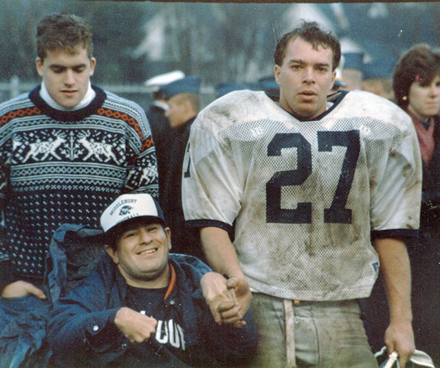 Butch with members of the Middlebury College football team - COURTESY OF THE MIDDLEBURY COLLEGE CENTER FOR COMMUNITY ENGAGEMENT