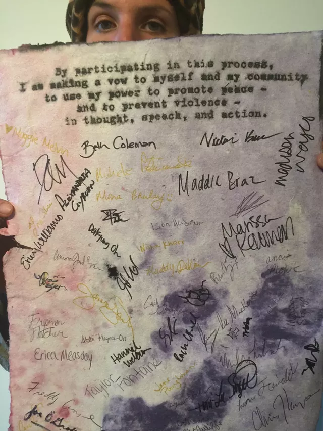Peace Paper Project Turns Underwear to Art at Local Colleges