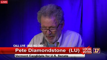 Peter Diamondstone at a Channel 17 debate Tuesday in Burlington - SCREENSHOT