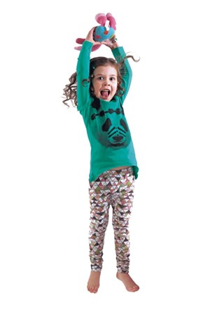On Lienna: Munster kids Warrior top, $40. Mini & Maximus Mountain leggings, $35 at Minou Kids.