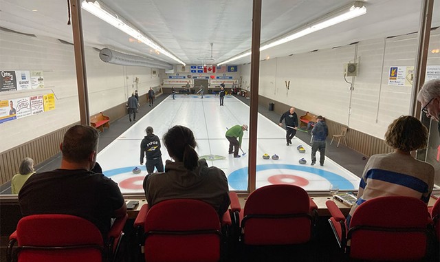 A lounge-side view of "beer league" curling action at the Bedford Curling Club - ERIK ESCKILSEN