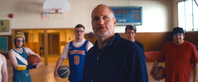 From left: Casey Metcalfe, James Day Keith, Woody Harrelson, Ashton Gunning and Tom Sinclair in 'Champions' - COURTESY OF FOCUS FEATURES