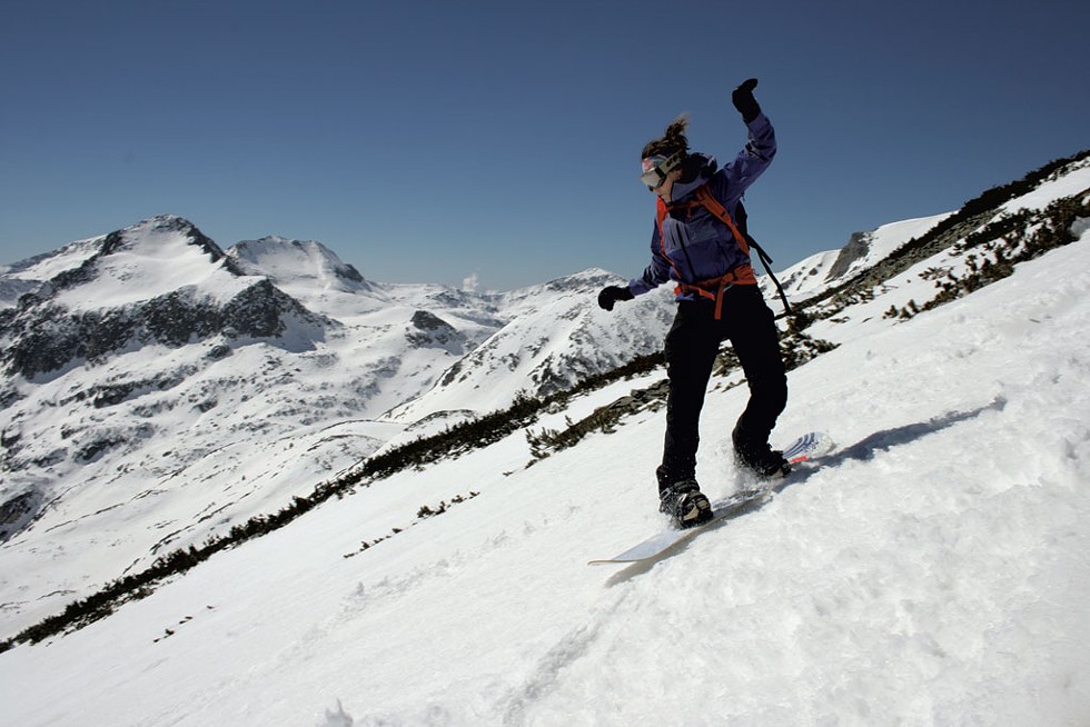 Jan Reynolds snowboarding the Rila Mountains in Bulgaria - COURTESY OF JAN REYNOLDS