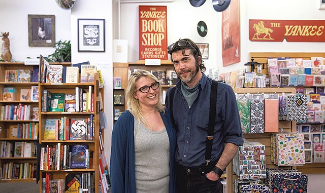 Co-owners Kari Meutsch  and Kristian Preylowski at Yankee Bookshop in Woodstock - ALEX DRIEHAUS