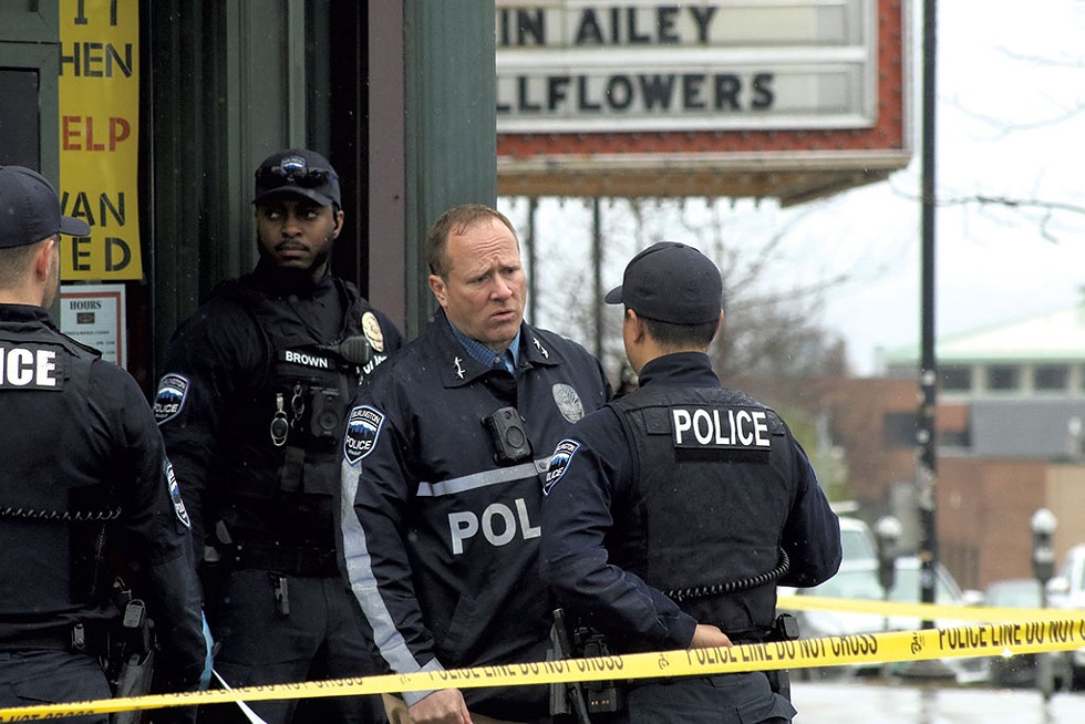 Murad at the scene of a shooting in Burlington on Saturday - COURTNEY LAMDIN ©️ SEVEN DAYS