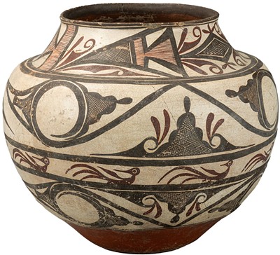Maker formerly known [Halona:wa (Zuni Pueblo)], Polychrome Jar, ca. 1865, Collection of Shelburne Museum, Anthony and Teressa Perry Collection of Native American Art - COURTESY OF ANDY DUBACK