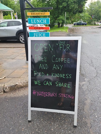 Sign at Stowe Street Café in Waterbury - COURTESY