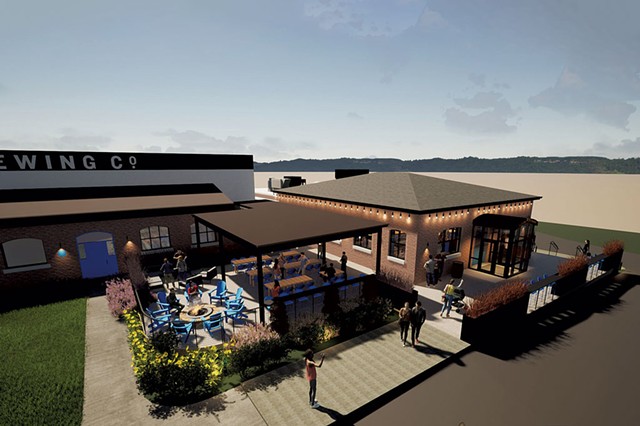 Rendering of the proposed expanded Switchback Brewing taproom - COURTESY WIEMANN LAMPHERE ARCHITECTS