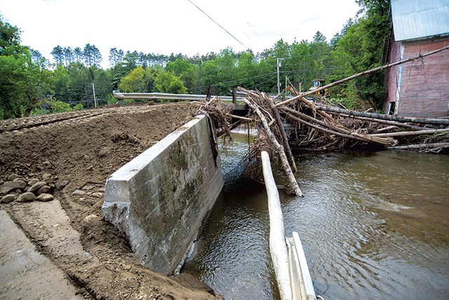 Flood-damaged bridge to the Onion River Campground in Marshfield - JEB WALLACE-BRODEUR