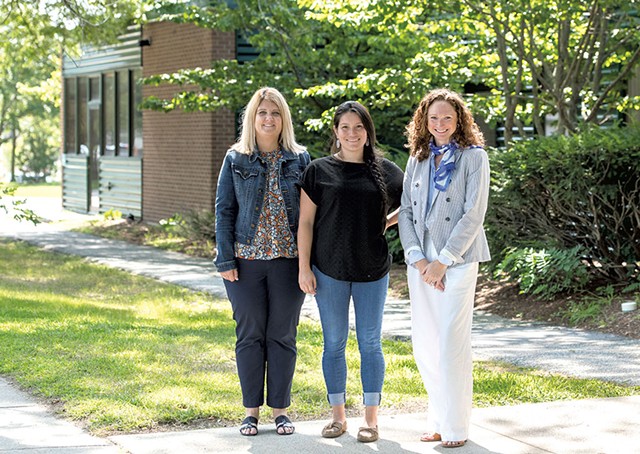 From left: Kristin Romick, Katie Cunningham and Violet Nichols of the South Burlington School District - DARIA BISHOP