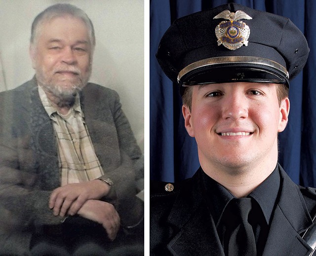 Ralph “Phil” Grenon (left) and Officer David Bowers - COURTESY OF WCAX-TV | BURLINGTON POLICE DEPARTMENT