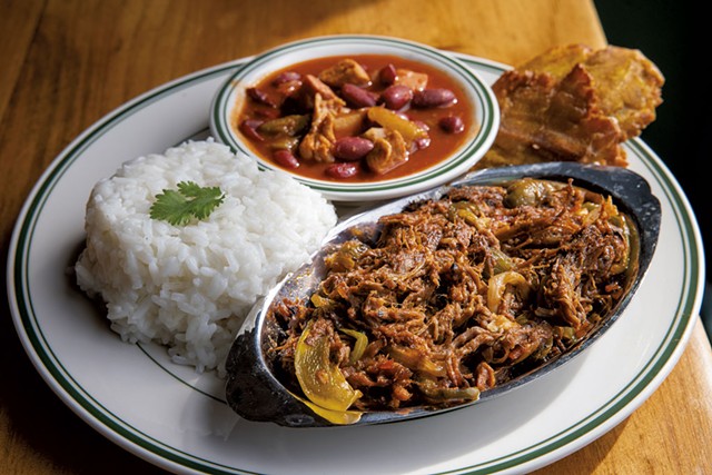 Ropa vieja with tostones and red beans - JAMES BUCK