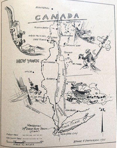 Map of the 1955 rally route - HISTORICAL PHOTO COURTESY OF GARY HAMILTON