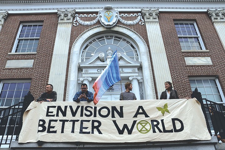 Activists outside the June biomass symposium in Burlington - KEVIN MCCALLUM ©️ SEVEN DAYS
