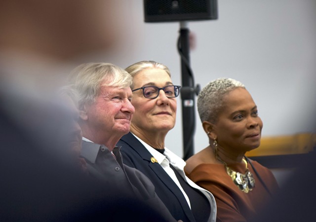 Beta board members Martine Rothblatt, center, and Chuck Davis, left - DEREK BROUWER ©️ SEVEN DAYS